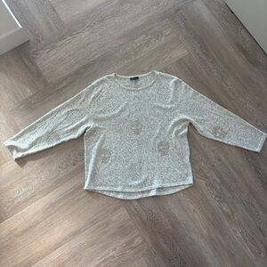 Topshop Light Gray Embellished Skull Sweater Size 8